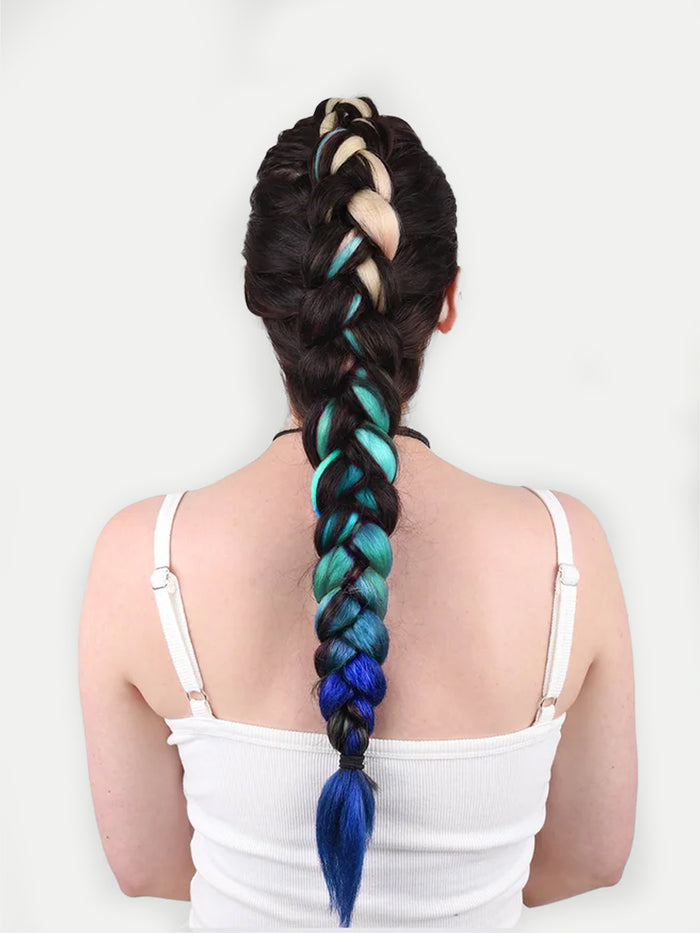 Synthetic DIY Jumbo Festival Hair Braid | Blonde/Teal/Blue Ombre-Image 1