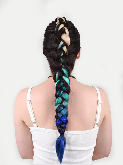 Synthetic DIY Jumbo Festival Hair Braid | Blonde/Teal/Blue Ombre-Image 1