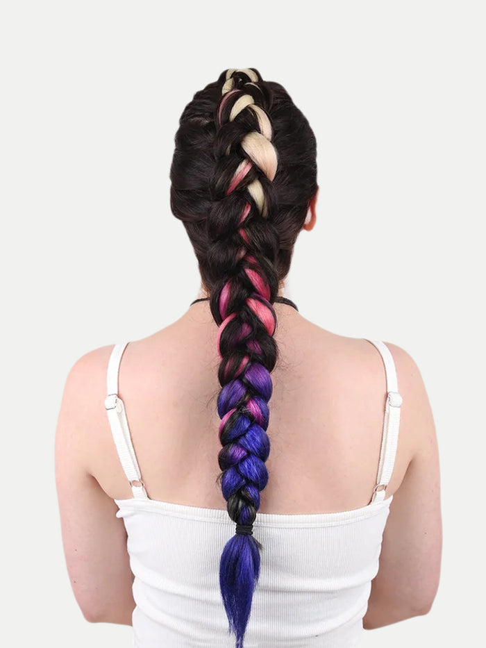 Synthetic DIY Jumbo Festival Hair Braid | Blonde/Pink/Purple Ombre-Image 1