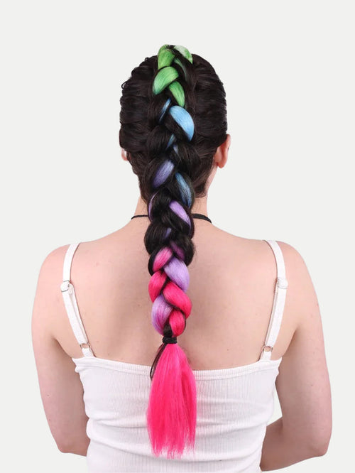 Synthetic DIY Jumbo Festival Hair Braid | Rainbow 4-tone-Image 1