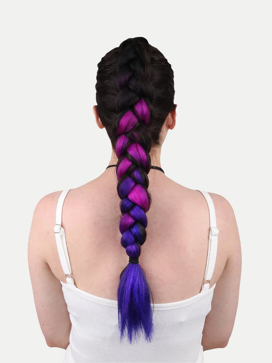 Synthetic DIY Jumbo Festival Hair Braid | Black/Pink/Purple Ombre-Image 1
