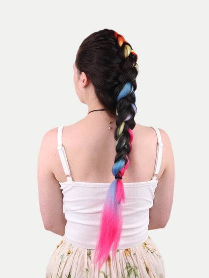 Synthetic DIY Jumbo Festival Hair Braid | Rainbow 5-tone-Image 2