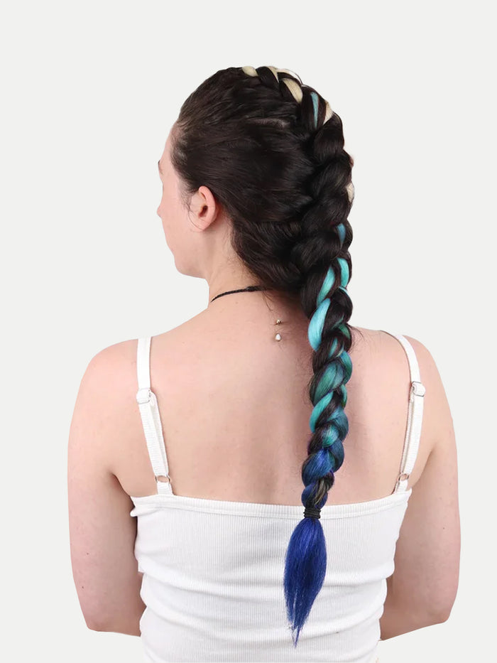 Synthetic DIY Jumbo Festival Hair Braid | Blonde/Teal/Blue Ombre-Image 2