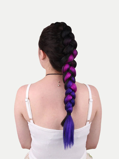 Synthetic DIY Jumbo Festival Hair Braid | Black/Pink/Purple Ombre-Image 2