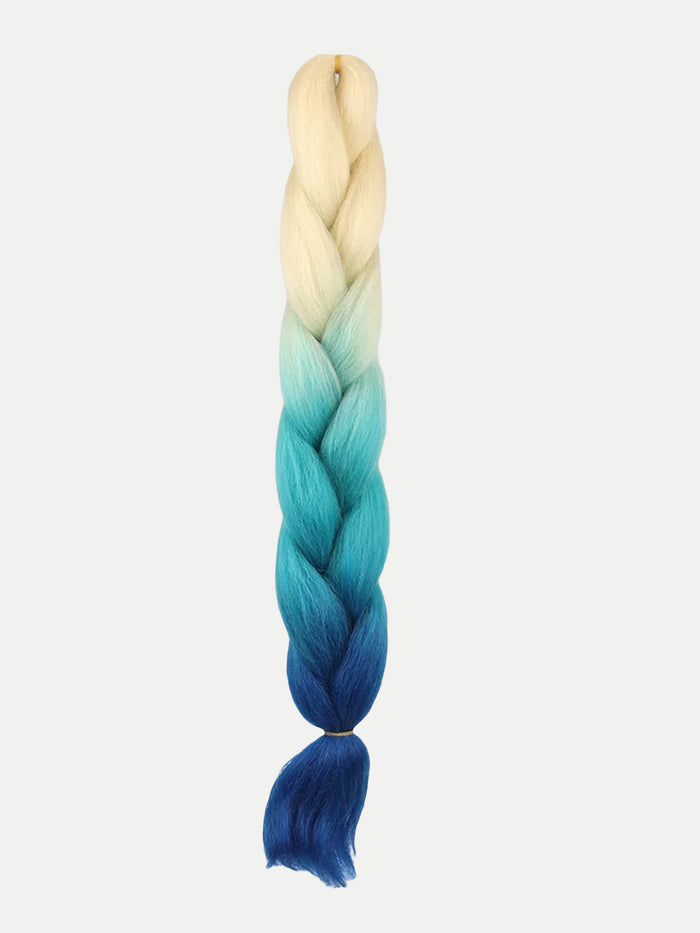 Synthetic DIY Jumbo Festival Hair Braid | Blonde/Teal/Blue Ombre-Image 3