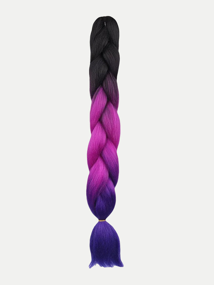 Synthetic DIY Jumbo Festival Hair Braid | Black/Pink/Purple Ombre-Image 3