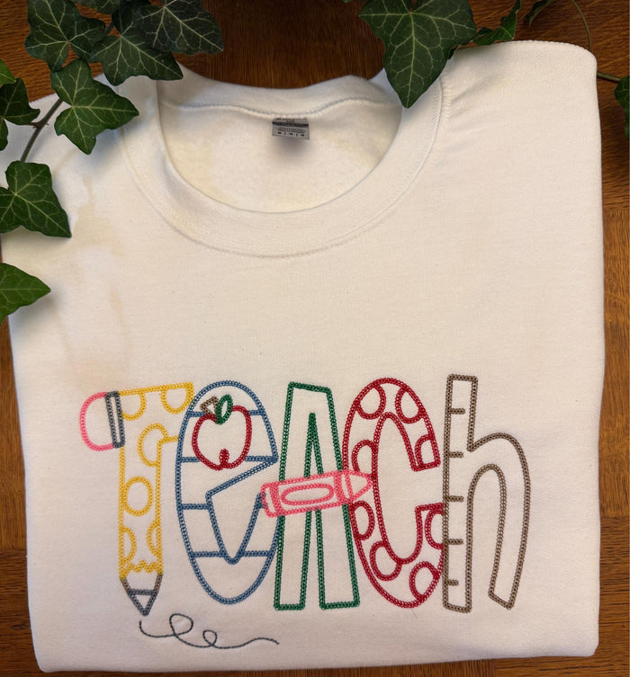 TEACH Scribble all thread Embroidery Tshirt