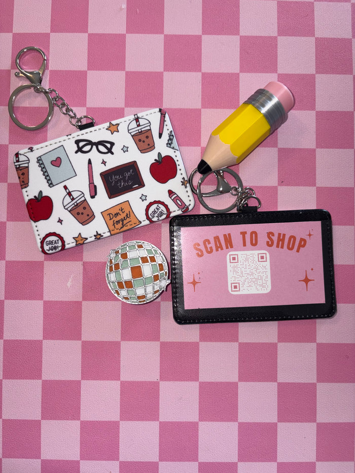 Teacher ID Badge Holder Keychain | Teacher Lanyard Accessory | School Staff ID Card Holder