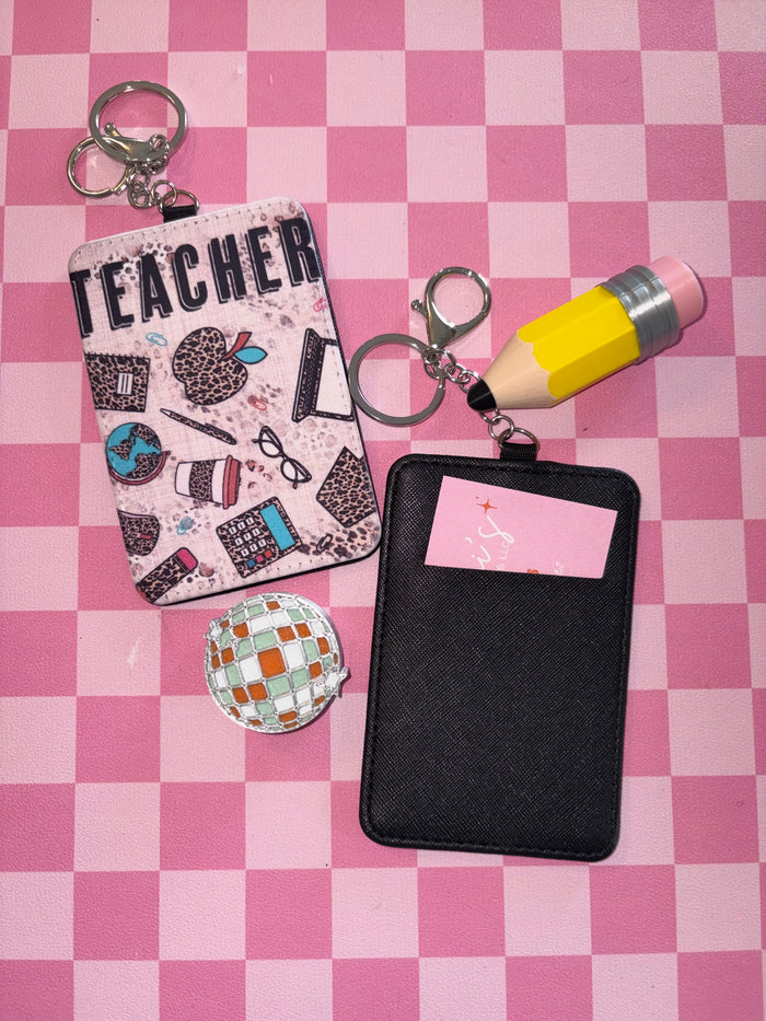 Teacher ID Badge Holder Keychain | Teacher Lanyard Accessory | School Staff ID Card Holder
