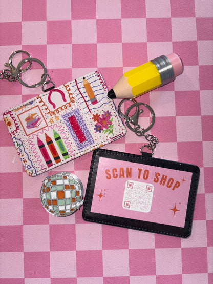 Teacher ID Badge Holder Keychain | Teacher Lanyard Accessory | School Staff ID Card Holder