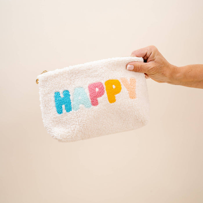 Teddy Pouch - Cream Happy