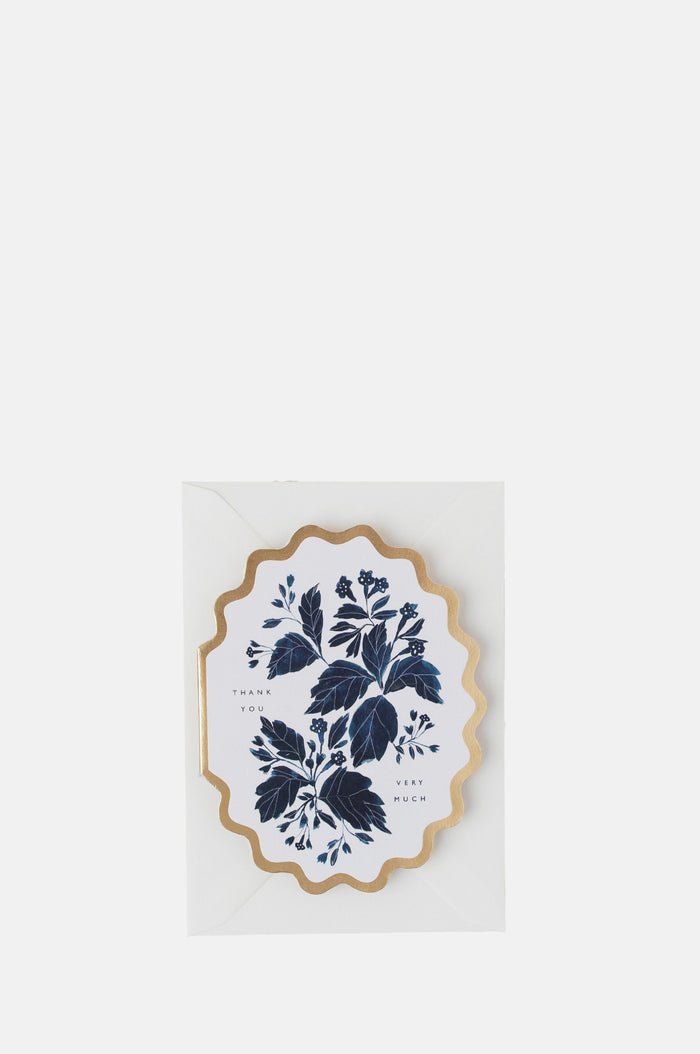 Katie Housley Thank You Very Much Botanical Scallop Die Cut Card.