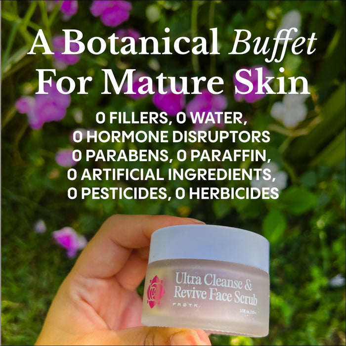 Close-up of Complete Mature Skin System showing organic balm textures and glass jars