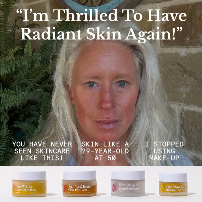 Open jars from Complete Mature Skin System revealing concentrated golden balm texture