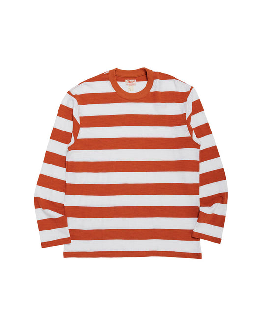The Real McCoy's BC24001 Buco Stripe Tee LS WhiteRed