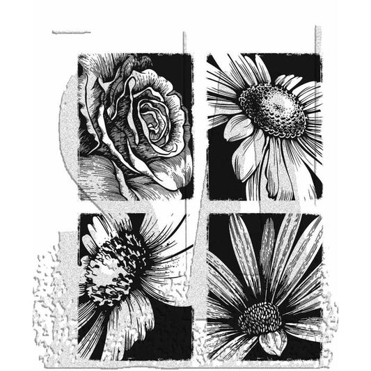 Tim Holtz - Cling Stamps 7"X8.5" - Bold Botanicals. These red rubber stamps come mounted on cling foam so you can use them with any acrylic block (sold separately). Available at Embellish Away located in Bowmanville Ontario Canada.