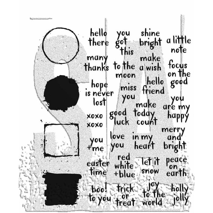 Tim Holtz - Cling Stamps 7"X8.5" - Note Quotes. These red rubber stamps come mounted on cling foam so you can use them with any acrylic block (sold separately). Available at Embellish Away located in Bowmanville Ontario Canada.