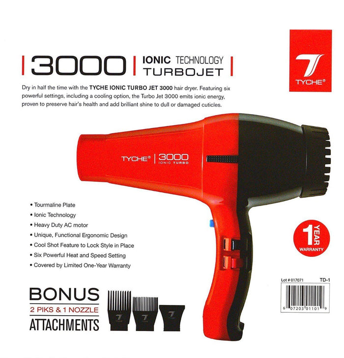 Tyche Turbojet 3000 Professional Ionic Ceramic Hair Dryer - Palms Fashion Inc.