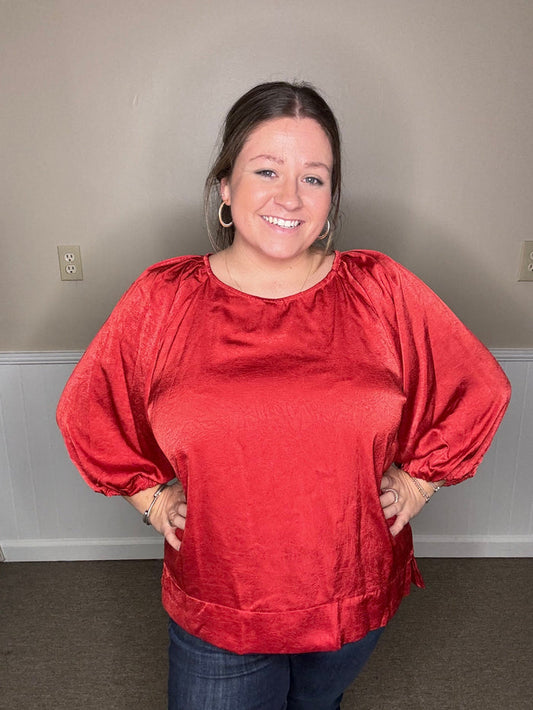 Umgee Crinkled Satin Top FINAL SALE