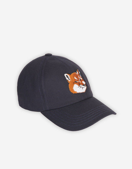 UNISEX LARGE FOX HEAD EMBROIDERY 6P CAP NAVY