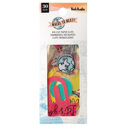 Vicki Boutin - Die-Cut Paper Clips - 30/Pkg - Where To Next. Available at Embellish Away located in Bowmanville Ontario Canada.
