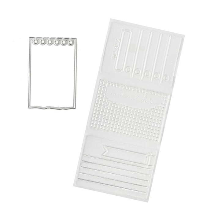 Vicki Boutin Stamp & Die Set- Notepad, a dynamic combination of high-quality acrylic stamps and matching dies. This stamp and die set will become an essential tool for adding intricate and detailed designs to your creations. Includes a 4 piece set. Available at Embellish Away located in Bowmanville Ontario Canada.