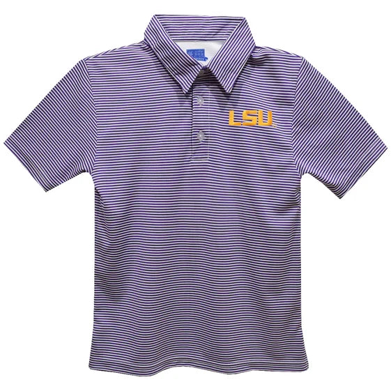VLF LSU Purple Stripes S/S Performance Polo