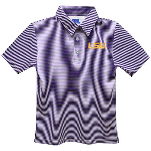 VLF LSU Purple Stripes S/S Performance Polo