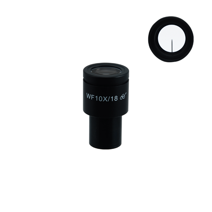 WF 10X Widefield Microscope Eyepiece with Pointer, High Eyepoint, 23.2mm, FOV 18mm (One), SKU BM03012251, three quarter front view