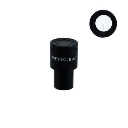 WF 10X Widefield Microscope Eyepiece with Pointer, High Eyepoint, 23.2mm, FOV 18mm (One), SKU BM03012251, three quarter front view