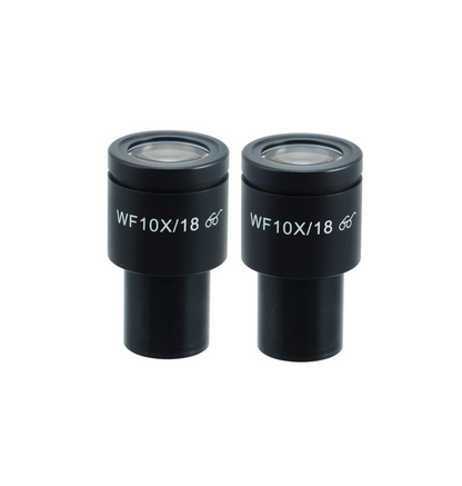 WF 10X Widefield Microscope Eyepieces, High Eyepoint, 23.2mm, FOV 18mm (Pair), SKU BM03012211, three quarter front view