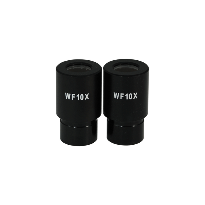 WF 10X Widefield Microscope Eyepieces, High Eyepoint, 23.2mm, FOV 18mm (Pair), SKU BM05042211, three quarter front view