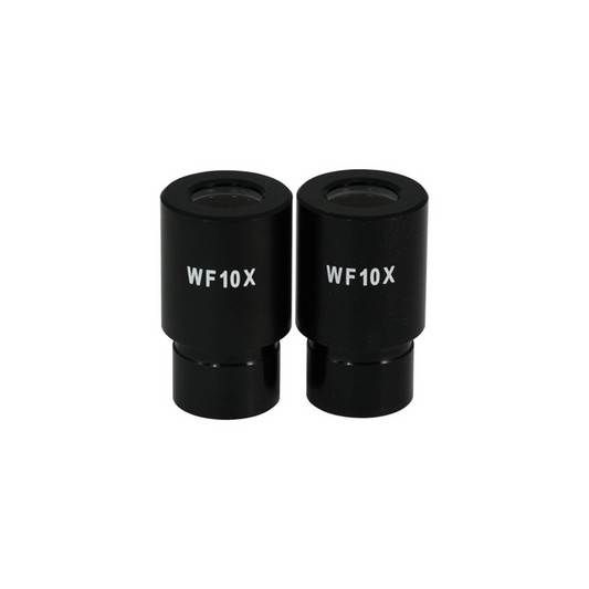 WF 10X Widefield Microscope Eyepieces, High Eyepoint, 23.2mm, FOV 18mm (Pair), SKU BM05042211, three quarter front view