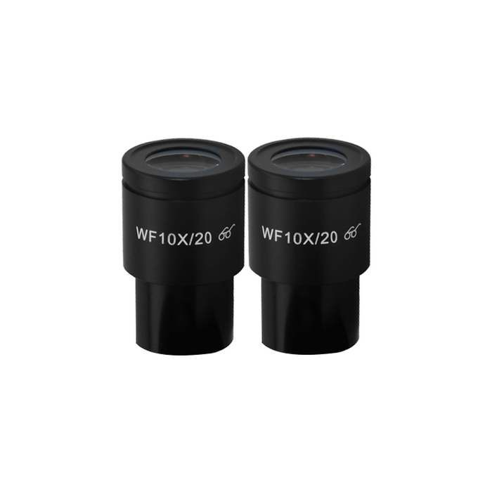 WF 10X Widefield Microscope Eyepieces, High Eyepoint, 30mm, FOV 20mm (Pair), SKU BM03022211, three quarter front view
