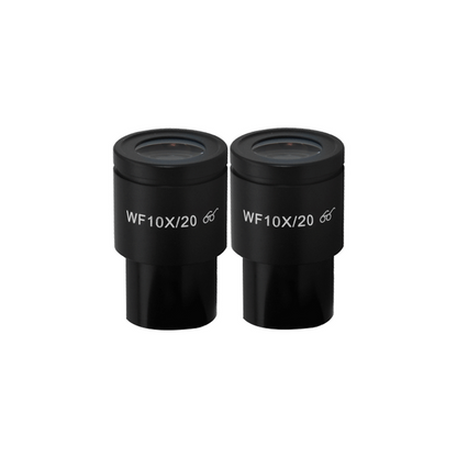 WF 10X Widefield Microscope Eyepieces, High Eyepoint, 30mm, FOV 20mm (Pair), SKU BM03022211, three quarter front view