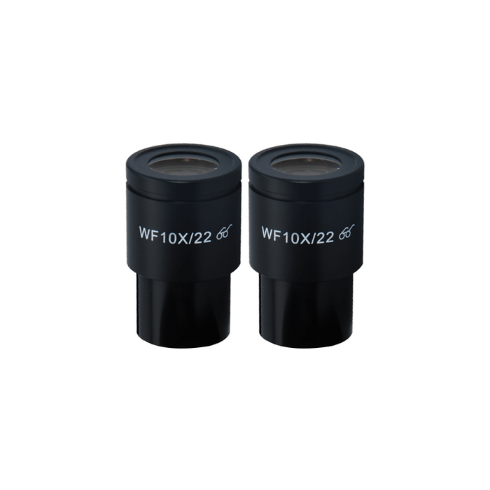 WF 10X Widefield Microscope Eyepieces, High Eyepoint, 30mm, FOV 20mm (Pair), SKU BM03022212, three quarter front view