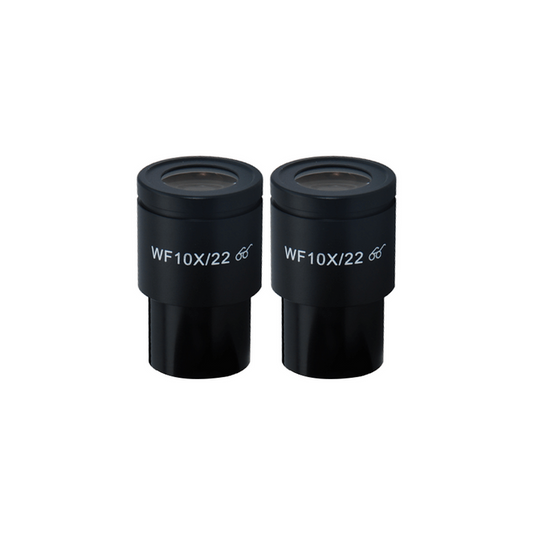 WF 10X Widefield Microscope Eyepieces, High Eyepoint, 30mm, FOV 20mm (Pair), SKU BM03022212, three quarter front view