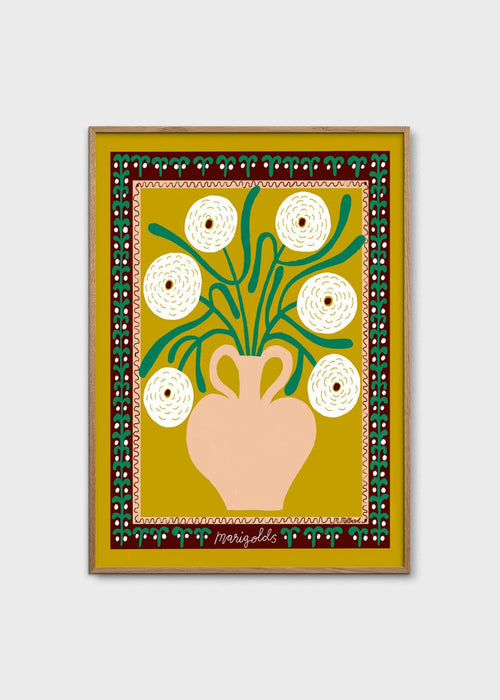 White Marigolds in Vase by Madelen Möllard