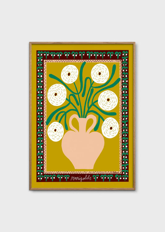White Marigolds in Vase by Madelen Möllard