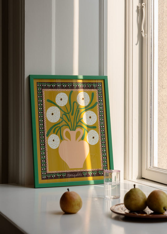 White Marigolds in Vase by Madelen Möllard