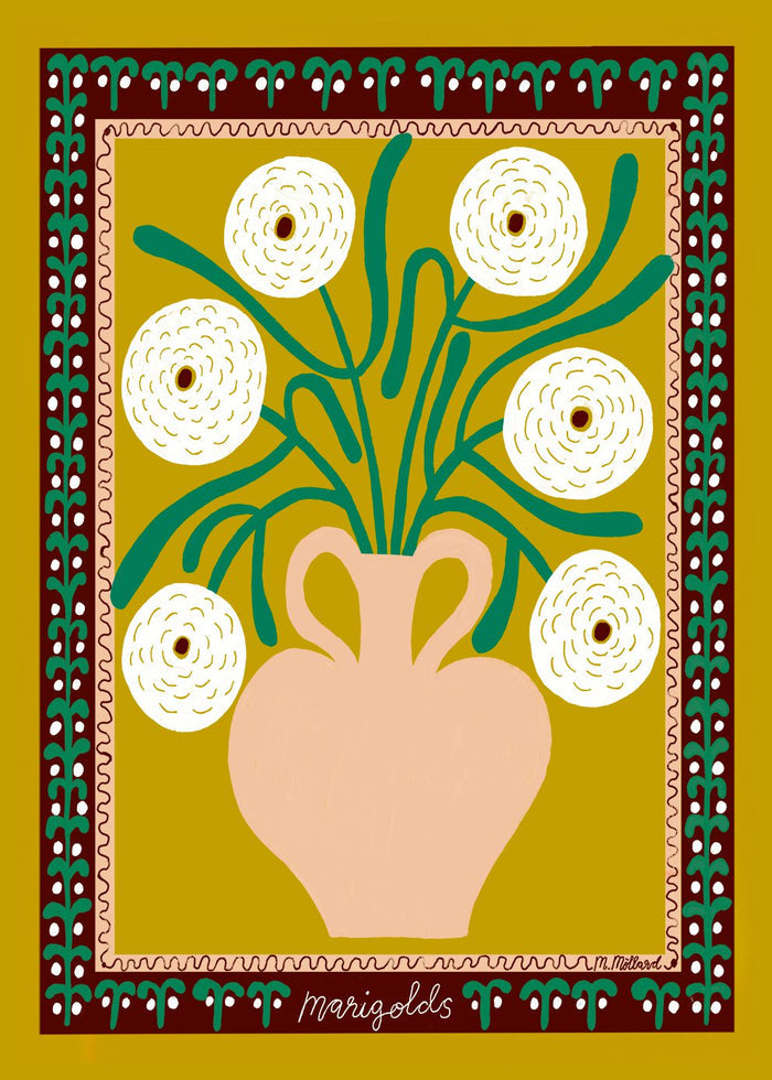 White Marigolds in Vase by Madelen Möllard