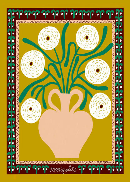 White Marigolds in Vase by Madelen Möllard