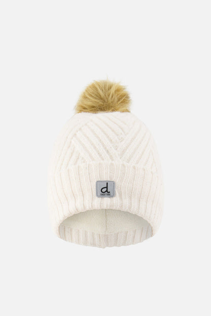 Winter Knit Hat With Pompom Off-White-0