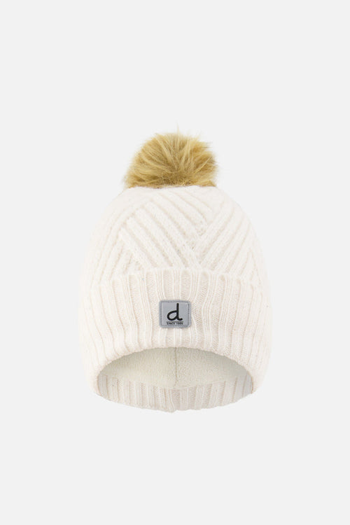 Winter Knit Hat With Pompom Off-White-0