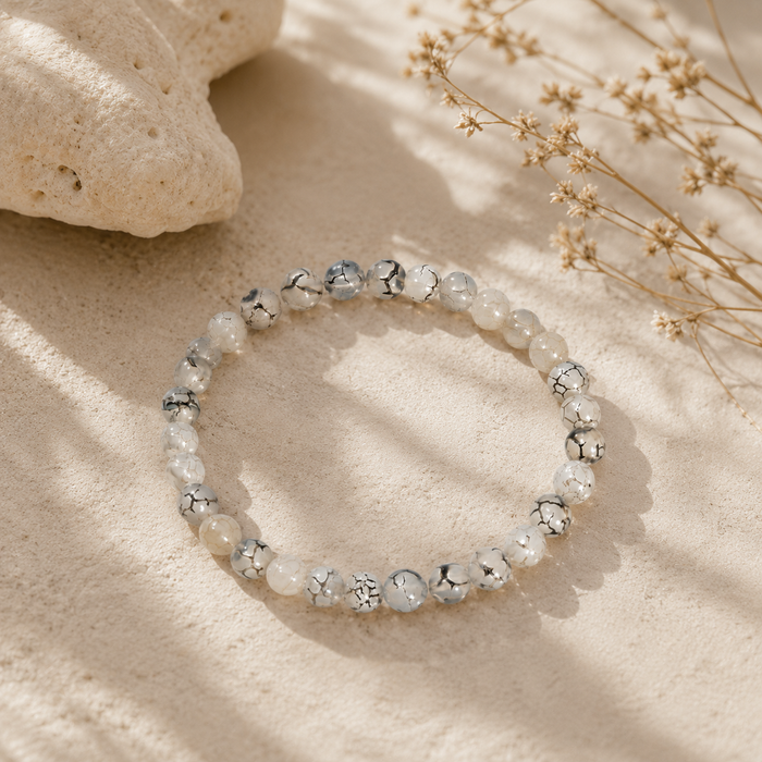 WOLFF JEWELRY -  Jalle Pearl Bracelet - Hvid/grå