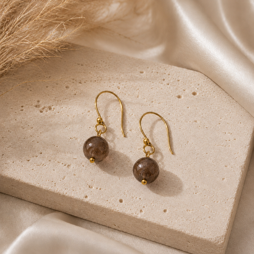 Wolff Jewelry - Jusi øreringe - brun sten