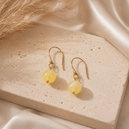 Wolff Jewelry - Jusi øreringe - gul sten