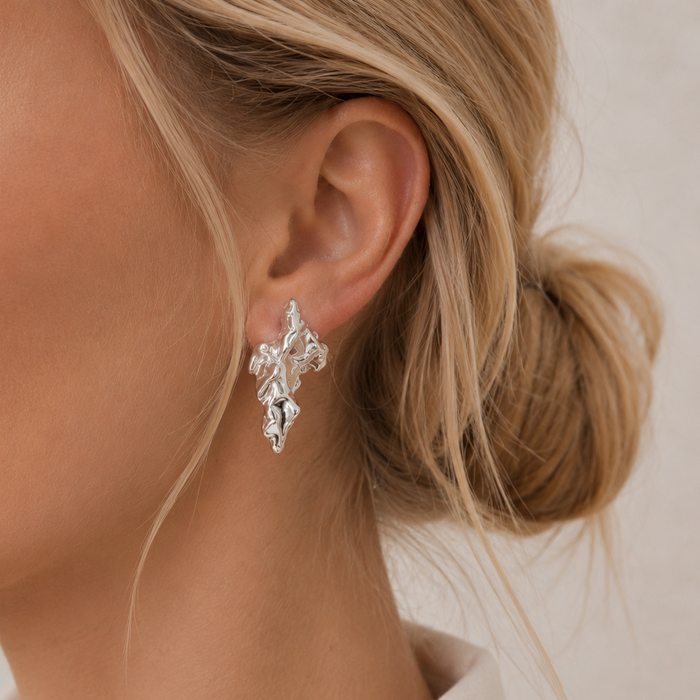 WOLFF JEWELRY - Rustic Big - øreringe - sølvfarvet