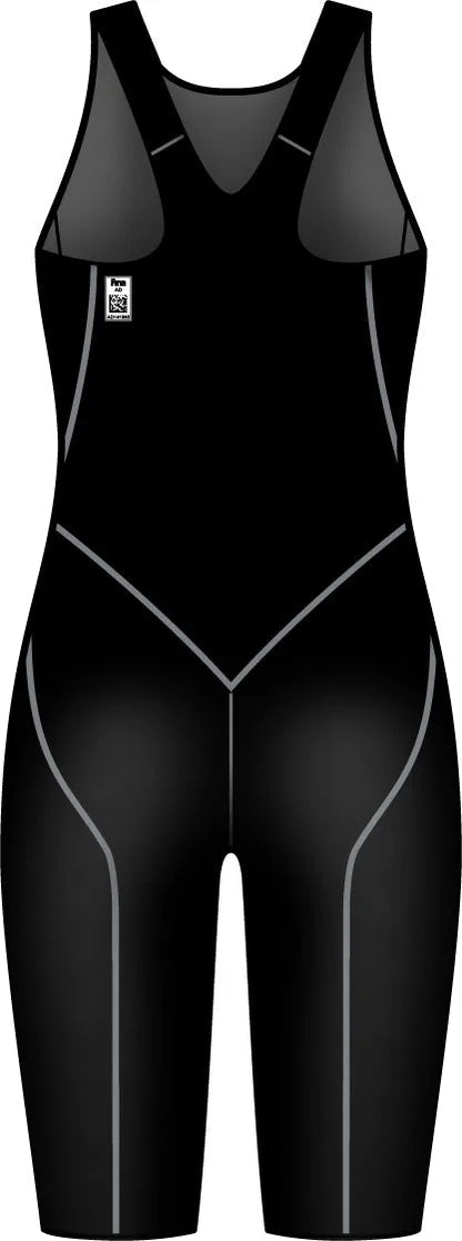 Black Adidas Womens Adizero GLD20 kneesuit, form-fitting athletic suit designed for performance and comfort.