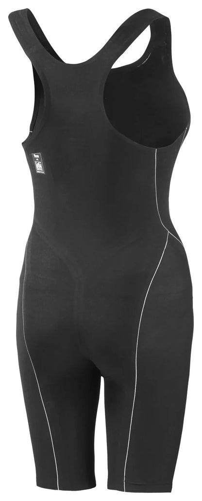 Black Adidas Adizero GLD20 women's kneesuit, form-fitting athletic compression suit for training and performance.